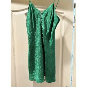 Vintage Victoria Secret Green Satin Slip Dress SZ. M 90s Y2K Forrest Fairy